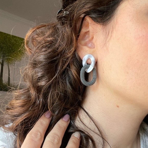 Gray Acrylic earrings - Picture 4 of 5